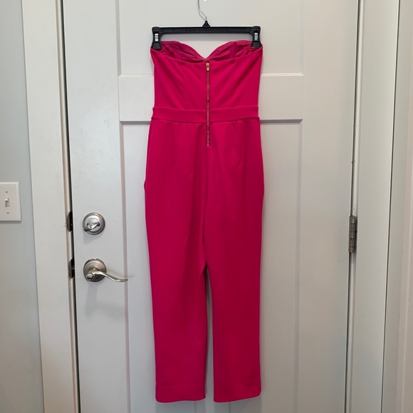 Express hot pink sweetheart strapless jumpsuit - Picture 2 of 8